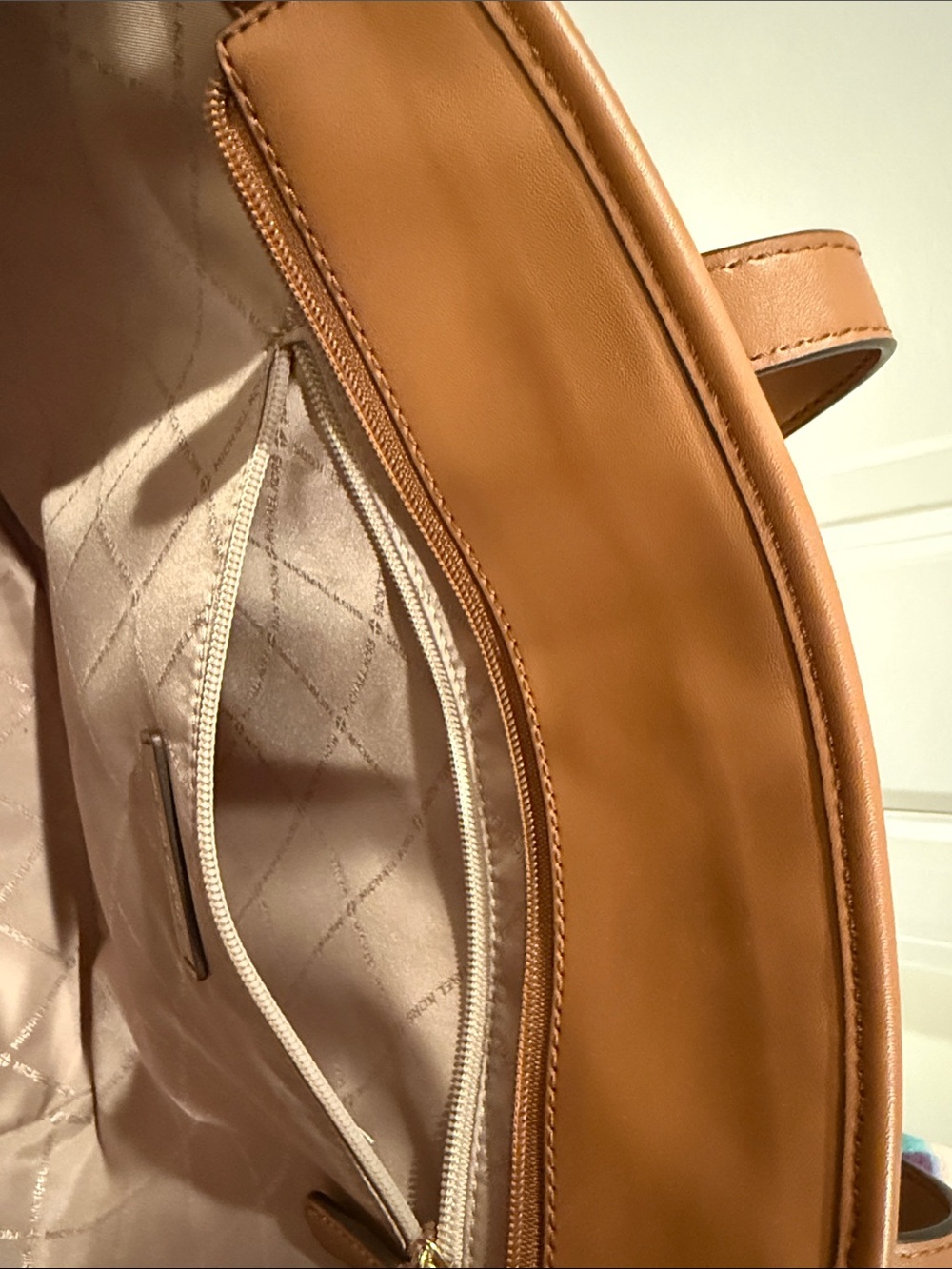 Michael Kors Canvas Tote | Cream & Cognac | Large Carryall - Picture 7 of 11